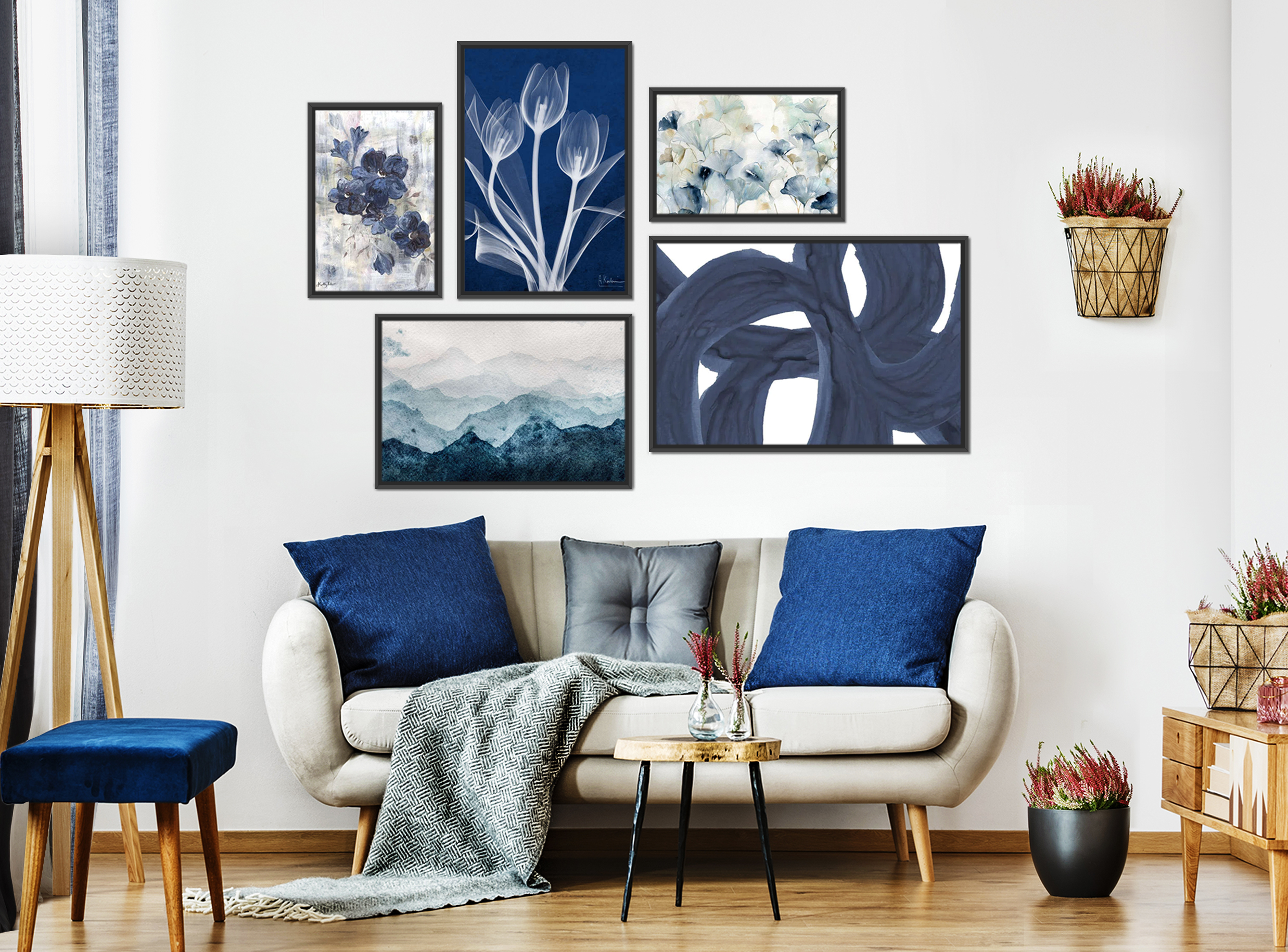 Serene Blue Nature Gallery Wall